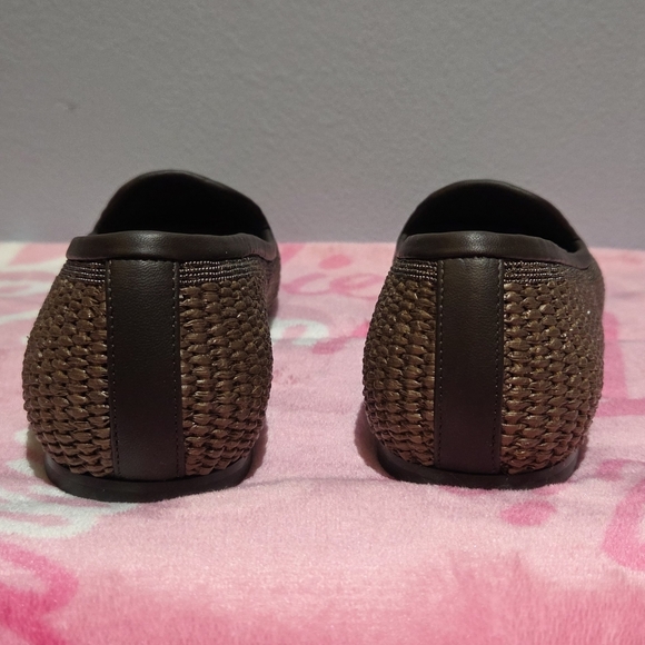 Women's Brunello Cucinelli Brown Leather Trimmed Raffia Slippers, Size 37 - Picture 4 of 10